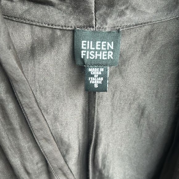 Eileen Fisher Brown Crinkle Satin Jacket 3/4 Duster Jacket women size S - Picture 3 of 13